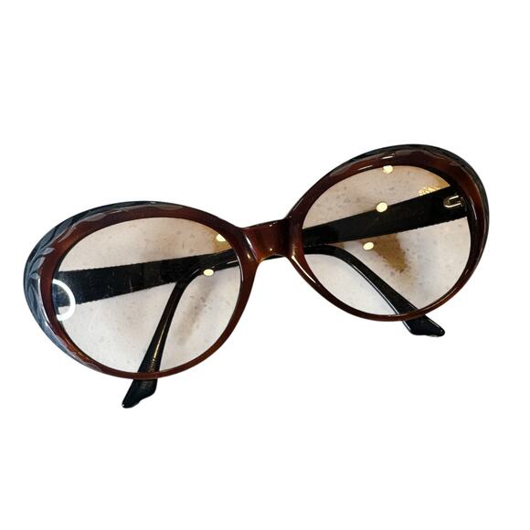 Judith Leiber Vintage Frosted Etched Rhinestone Sunglass FRAMES Rounded Cat Eye - Picture 9 of 15